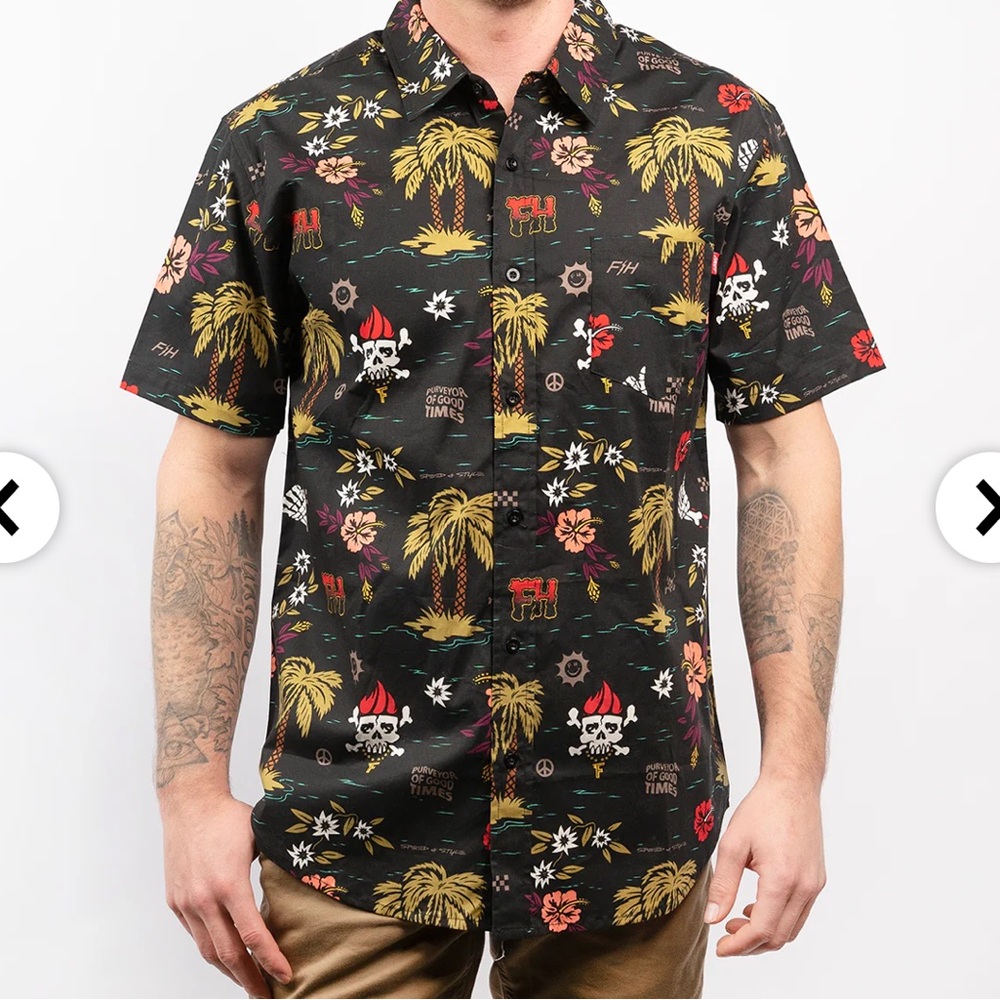 Fasthouse‎ Tribe Button Up Collared Shirt Size XL